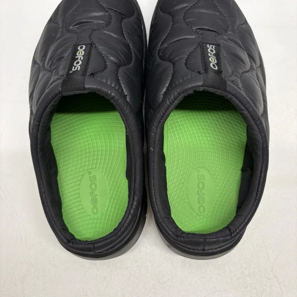 OOFOS OOCoozie Quilted Thermo Mule Clog Slip On Mens 8 EU 41 Black Recovery Shoe